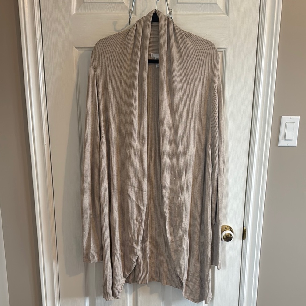 Beige Open Front Cardigan